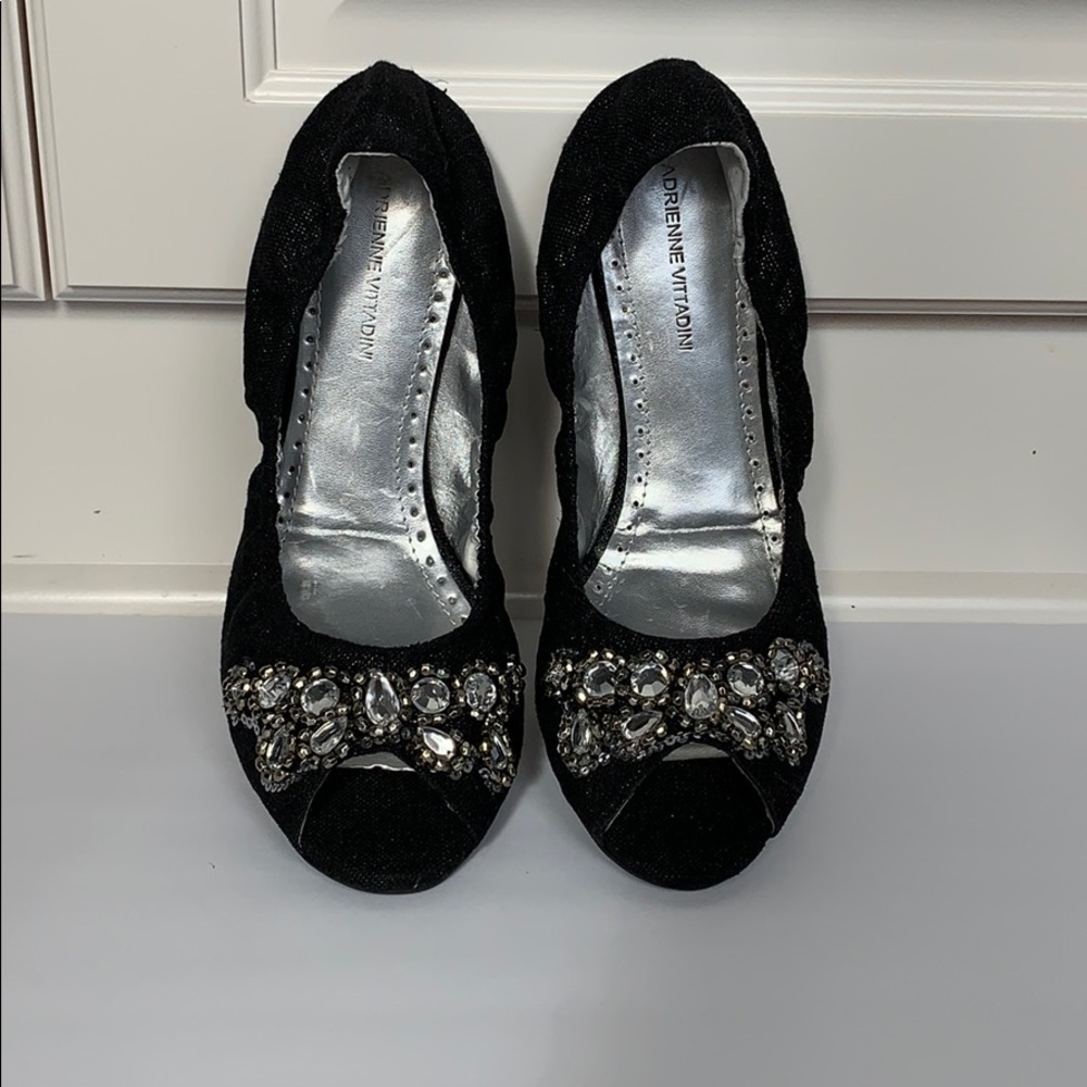 ADRIENNE VITTADINI Black Metallic Stretch Flats